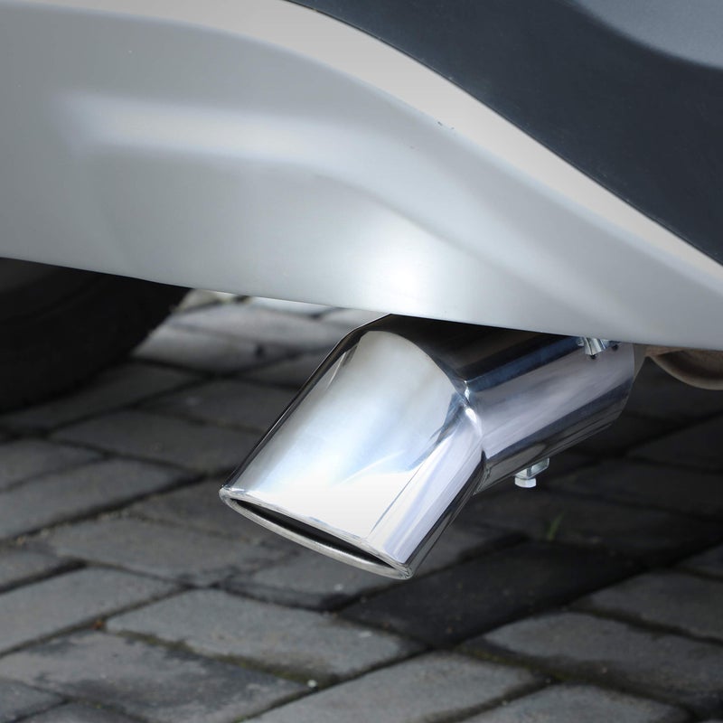 TriTrust Exhaust Tip, 2.75-3 inch inlet adjustable, 3.5'' Outlet 8'' Long Muffler Tip, Chrome Stainless Steel Truck Car Turn Down Tail Tip, Clamp On Tailpipe - Image 4